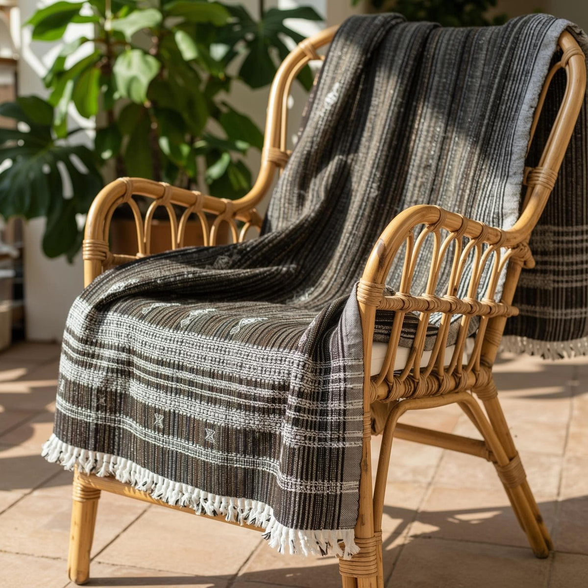 Spinel brown handwoven Indian wool throw blanket – view 7