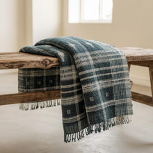 Onyx charcoal black handwoven Indian wool throw blanket