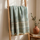 Jade sage green handwoven Indian wool throw blanket – view 4