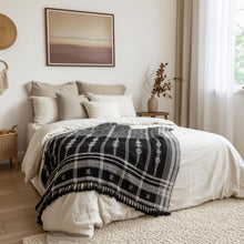 Citrine black and white handwoven Indian wool throw blanket – view 5