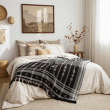 Citrine black and white handwoven Indian wool throw blanket – view 3