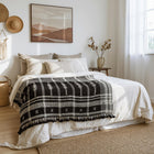 Citrine black and white handwoven Indian wool throw blanket – view 6