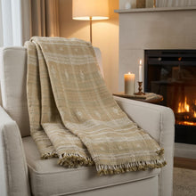 Jasper tan beige handwoven Indian wool throw blanket – view 6