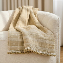 Jasper tan beige handwoven Indian wool throw blanket – view 3