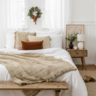 Jasper tan beige handwoven Indian wool throw blanket – view 9