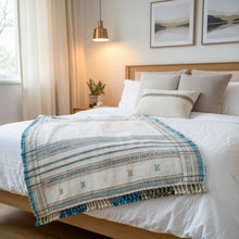 Daisy ivory handwoven Indian wool throw blanket – view 6