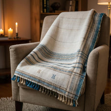 Daisy ivory handwoven Indian wool throw blanket – view 10