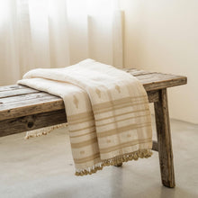 Heera off white handwoven Indian wool throw blanket