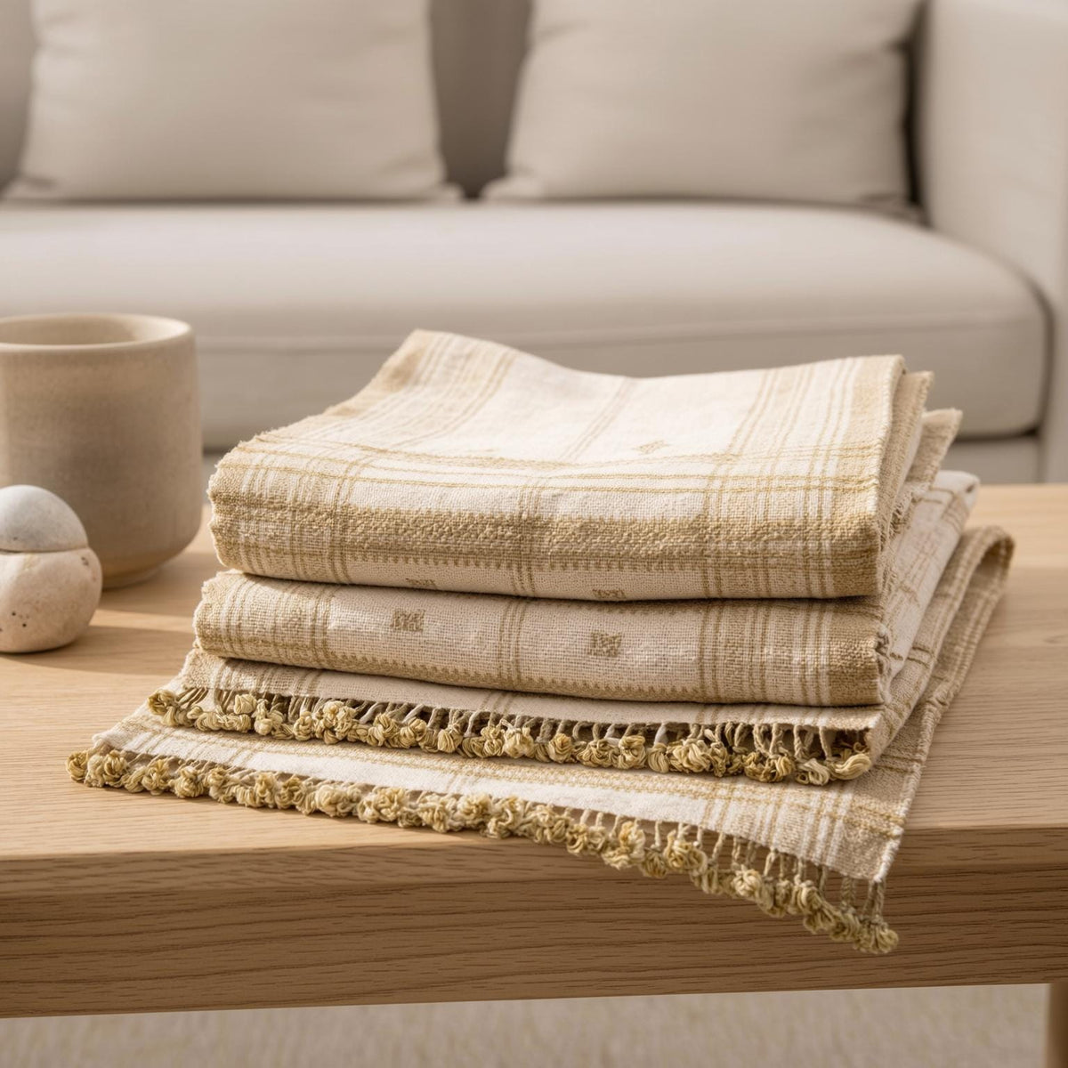 Heera off white handwoven Indian wool throw blanket – view 7