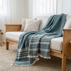 Neelam vibrant teal handwoven Indian wool throw blanket – view 4