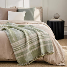 Willow sage green handwoven Indian wool throw blanket – view 7