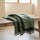 Basil deep green handwoven Indian wool throw blanket – view 3
