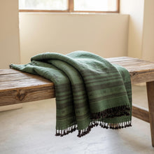 Basil deep green handwoven Indian wool throw blanket – view 3
