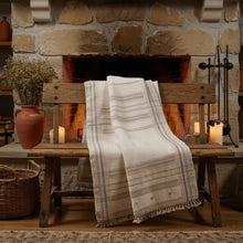 Alabaster off white handwoven Indian wool throw blanket