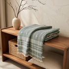 Emerald soft green handwoven Indian wool throw blanket – view 9