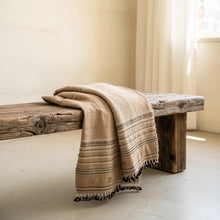 Sunstone camel tan handwoven Indian wool throw blanket