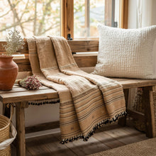 Sunstone camel tan handwoven Indian wool throw blanket – view 2