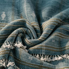 Lapis teal blue handwoven Indian wool throw blanket – view 2