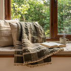 Zaraa olive brown handwoven Indian wool throw blanket – view 5