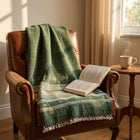 Erica forest green handwoven Indian wool throw blanket – view 7