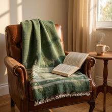 Erica forest green handwoven Indian wool throw blanket – view 7