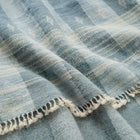 Iris teal blue handwoven Indian wool throw blanket – view 3