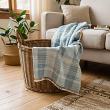 Iris teal blue handwoven Indian wool throw blanket – view 9