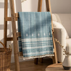 Topaz teal blue handwoven Indian wool throw blanket – view 3