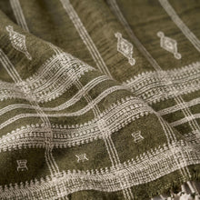 Oliver olive green handwoven Indian wool throw blanket – view 4