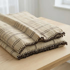 Tanishq tan plaid handwoven Indian wool throw blanket – view 6