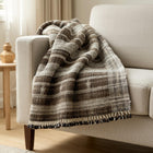 Sphene brown handwoven Indian wool throw blanket – view 3
