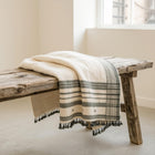 Solitaire white handwoven Indian wool throw blanket