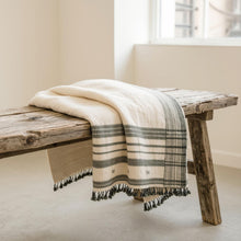 Solitaire white handwoven Indian wool throw blanket
