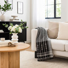 Citrine black and white handwoven Indian wool throw blanket – view 4