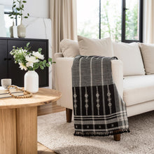 Citrine black and white handwoven Indian wool throw blanket – view 8
