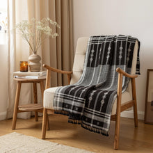 Citrine black and white handwoven Indian wool throw blanket – view 2