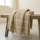 Jasper tan beige handwoven Indian wool throw blanket