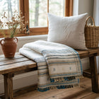 Daisy ivory handwoven Indian wool throw blanket