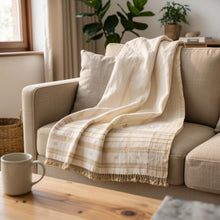 Heera off white handwoven Indian wool throw blanket – view 5