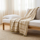 Heera off white handwoven Indian wool throw blanket – view 3
