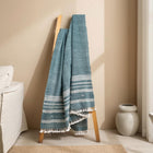 Neelam vibrant teal handwoven Indian wool throw blanket – view 10