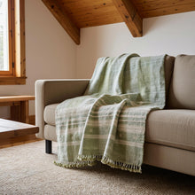 Willow sage green handwoven Indian wool throw blanket – view 3