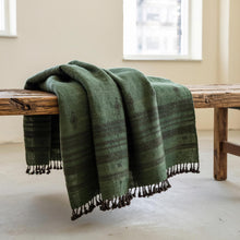 Basil deep green handwoven Indian wool throw blanket