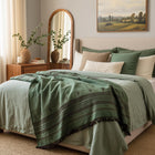 Basil deep green handwoven Indian wool throw blanket – view 7
