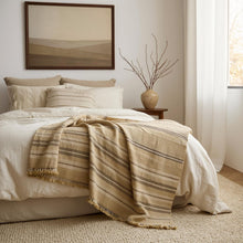 Opal beige tan handwoven Indian wool throw blanket – view 4