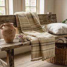 Opal beige tan handwoven Indian wool throw blanket