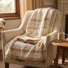 Alabaster off white handwoven Indian wool throw blanket – view 3