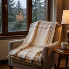 Alabaster off white handwoven Indian wool throw blanket – view 5