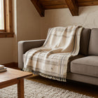 Alabaster off white handwoven Indian wool throw blanket – view 4