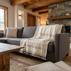 Alabaster off white handwoven Indian wool throw blanket – view 6